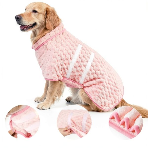 Glittme Dog Bath Robe Quick Dry Towel Soft Plush Adjustable Fit-4
