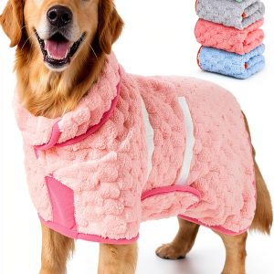 Glittme Dog Bath Robe Quick Dry Towel Soft Plush Adjustable Fit-0