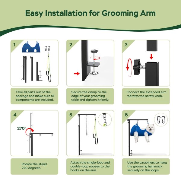 Dog Grooming Arm Ruiony Stainless Steel Foldable Steel Stand-7