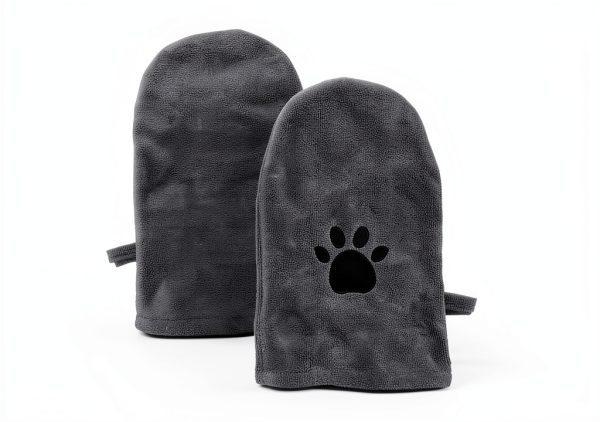 Penny & Niko Microfiber Pet Towel Mitts - Paw Cleaning and Drying Mitts/Gloves for Dogs and Cats (Gray, Standard - 2 Pack)-2