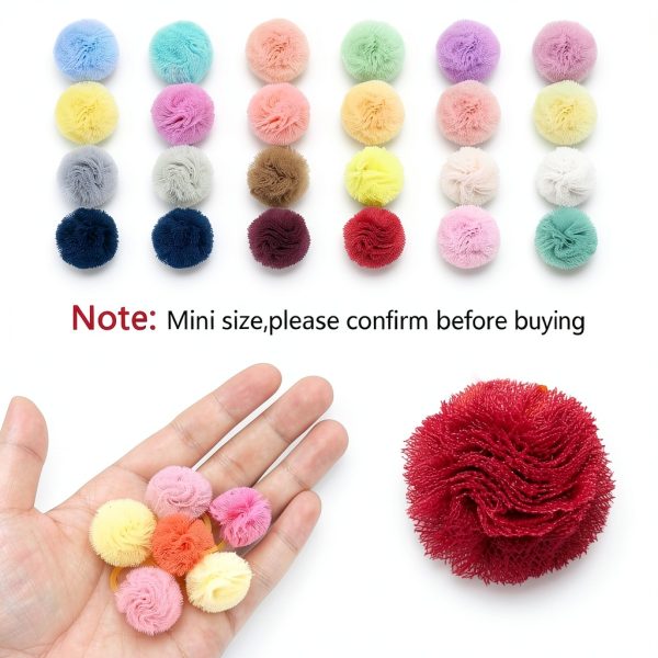 Qearl 48 Pcs Colored Ball Bows for Dogs & Cats - Velvet Hair Ties-1