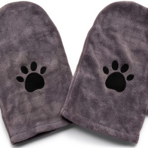 Penny & Niko Microfiber Pet Towel Mitts - Paw Cleaning and Drying Mitts/Gloves for Dogs and Cats (Gray, Standard - 2 Pack)-0