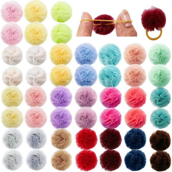 Qearl 48 Pcs Colored Ball Bows for Dogs & Cats - Velvet Hair Ties-0