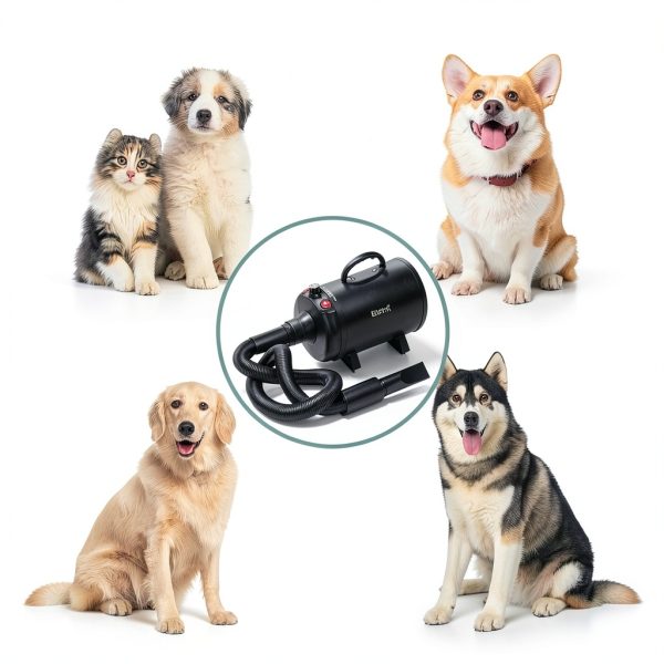 Dog-Hair-Dryer, 5.2HP/ 3800W High Velocity Pet Blow Dryer with Heater for Grooming, Speed Temperature Adjustable Dog Blower Grooming Dryer with 4 Nozzles-6
