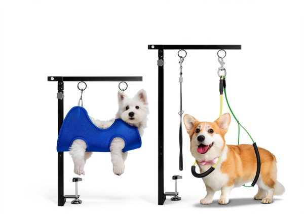Foldable Dog Grooming Arm with Clamp: Adjustable Height 26"-40", Dog Grooming Table Arm with Hammock and No-Sit Holder, Grooming Restraint for Small Medium Dogs at Home or Salon-1