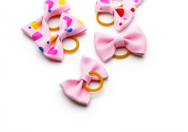 Dog Hair Bows JUCCPUL Accessories 40PCS Cute Ribbon with Rubber Bands-1