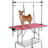 Pet Grooming Table Yaheetech 46" Height Stand with Arm Tray Pink-3