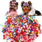100PCS Cute Puppy Dog Small Bowknot Hair Bows,Yorkie Doggie Bows with Rubber Band Pet Grooming Bows Dog Hair Costume Accessories for Small Dog-0