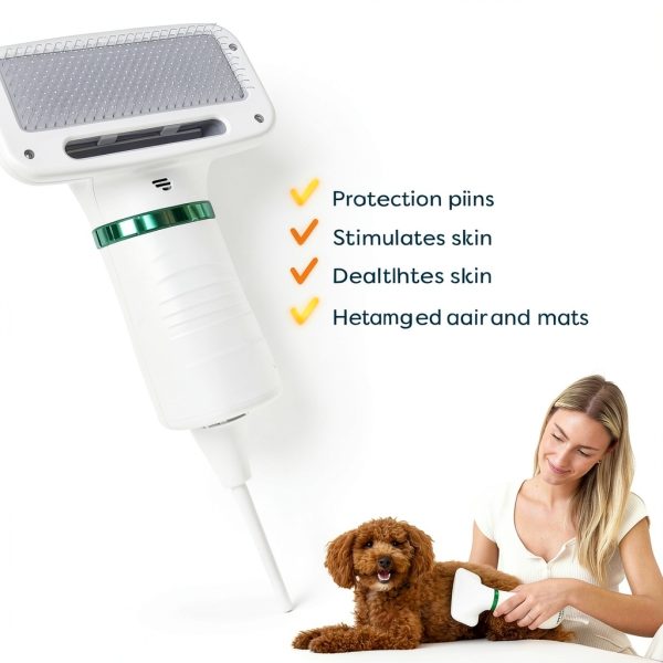 2-in-1 Dog Hair Dryer with Slicker Brush for Small-Sized Dogs and Cats | Pet Hair Dryer | Dog Blow Dryer | 300 Watts, 75-85 dB, Adjustable Temperature, Overheat Protection-3
