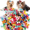 Dog Bow Soft Hair Bowknot 100pcs 50 Pairs Mix Solid 60 Colors Senniea-2