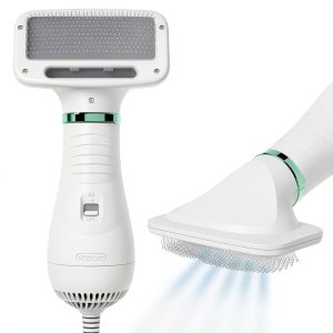 2-in-1 Dog Hair Dryer with Slicker Brush for Small-Sized Dogs and Cats | Pet Hair Dryer | Dog Blow Dryer | 300 Watts, 75-85 dB, Adjustable Temperature, Overheat Protection-0