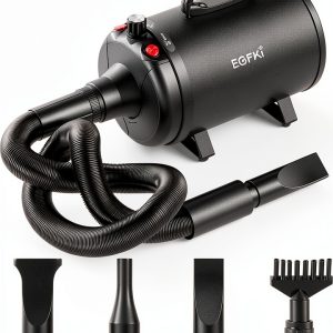 Dog-Hair-Dryer, 5.2HP/ 3800W High Velocity Pet Blow Dryer with Heater for Grooming, Speed Temperature Adjustable Dog Blower Grooming Dryer with 4 Nozzles-0