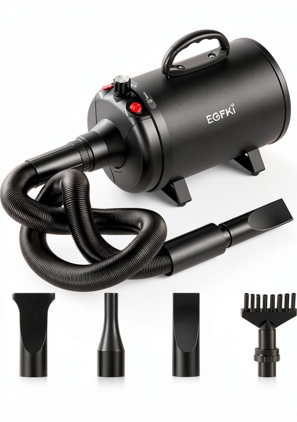 Dog-Hair-Dryer, 5.2HP/ 3800W High Velocity Pet Blow Dryer with Heater for Grooming, Speed Temperature Adjustable Dog Blower Grooming Dryer with 4 Nozzles-0