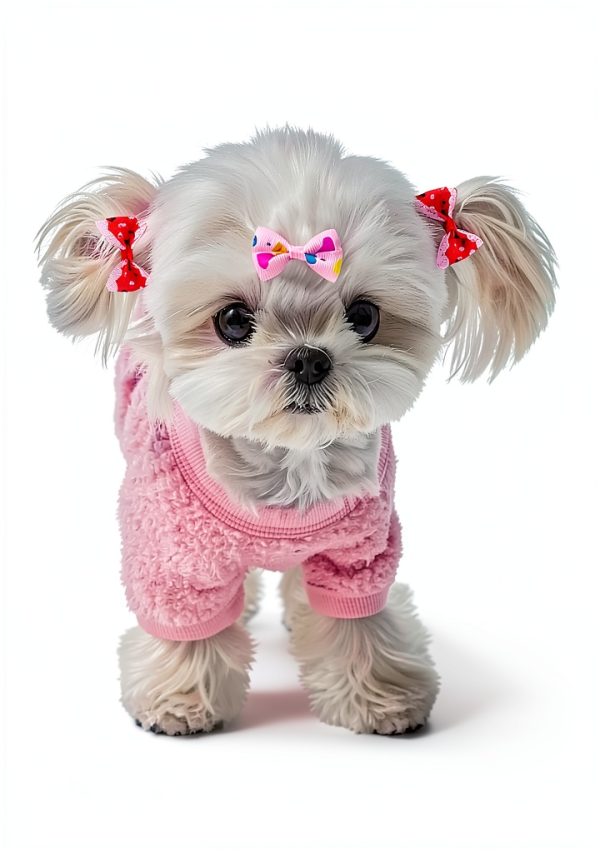 Dog Hair Bows JUCCPUL Accessories 40PCS Cute Ribbon with Rubber Bands-2