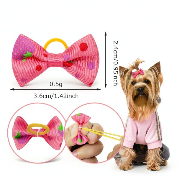 100PCS Cute Puppy Dog Small Bowknot Hair Bows,Yorkie Doggie Bows with Rubber Band Pet Grooming Bows Dog Hair Costume Accessories for Small Dog-1